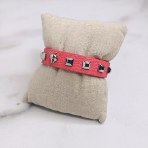 BCBGeneration pink leather & silver stud bracelet